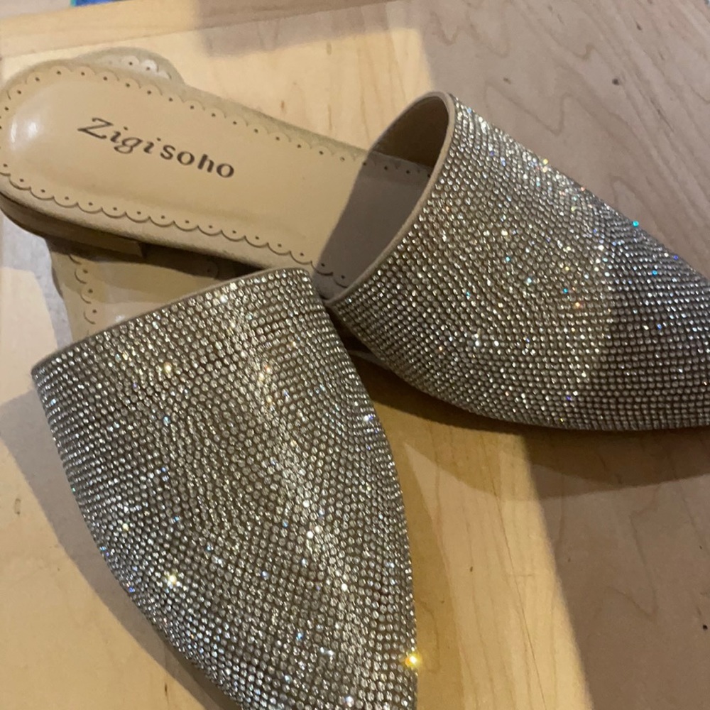 Flat Embellished mule. New.